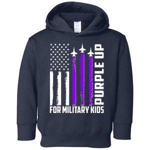 Wear Purple For Military Family Kids USA Flag Toddler Hoodie