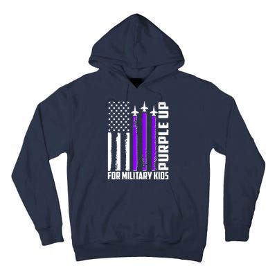 Wear Purple For Military Family Kids USA Flag Tall Hoodie