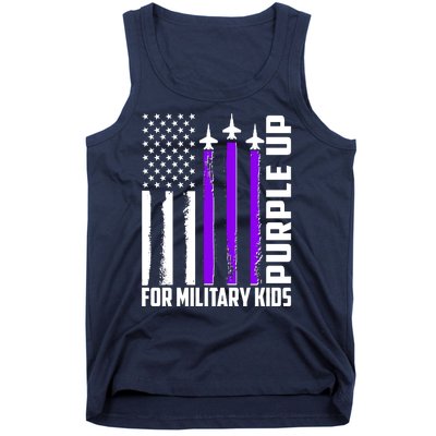 Wear Purple For Military Family Kids USA Flag Tank Top