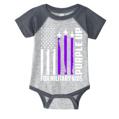 Wear Purple For Military Family Kids USA Flag Infant Baby Jersey Bodysuit