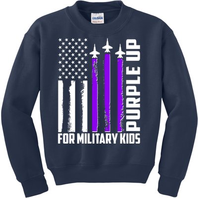 Wear Purple For Military Family Kids USA Flag Kids Sweatshirt