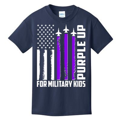 Wear Purple For Military Family Kids USA Flag Kids T-Shirt