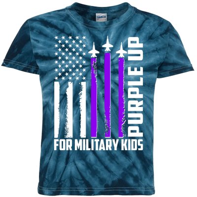 Wear Purple For Military Family Kids USA Flag Kids Tie-Dye T-Shirt