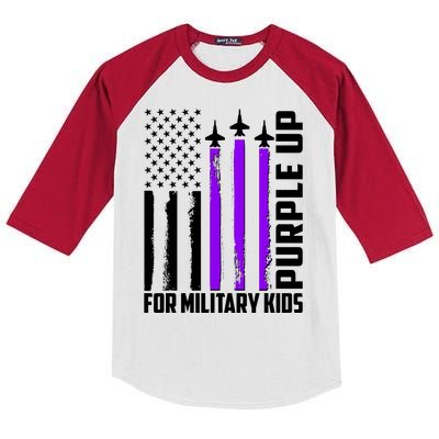 Wear Purple For Military Family Kids USA Flag Kids Colorblock Raglan Jersey