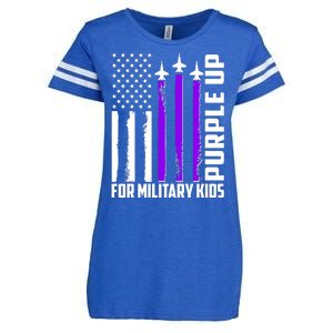 Wear Purple For Military Family Kids USA Flag Enza Ladies Jersey Football T-Shirt