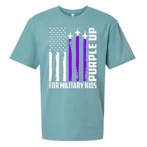 Wear Purple For Military Family Kids USA Flag Sueded Cloud Jersey T-Shirt