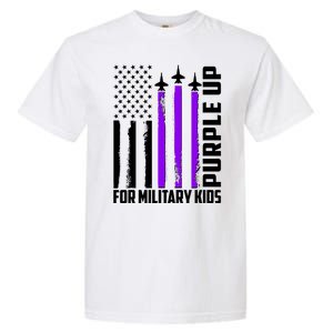 Wear Purple For Military Family Kids USA Flag Garment-Dyed Heavyweight T-Shirt