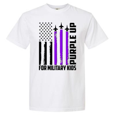 Wear Purple For Military Family Kids USA Flag Garment-Dyed Heavyweight T-Shirt