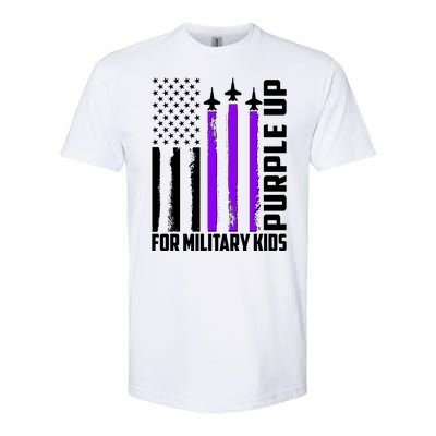 Wear Purple For Military Family Kids USA Flag Softstyle CVC T-Shirt