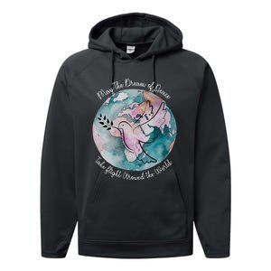 World Peace Gift Peace And Love Dove May Peace Take Flight Performance Fleece Hoodie