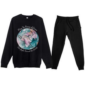 World Peace Gift Peace And Love Dove May Peace Take Flight Premium Crewneck Sweatsuit Set