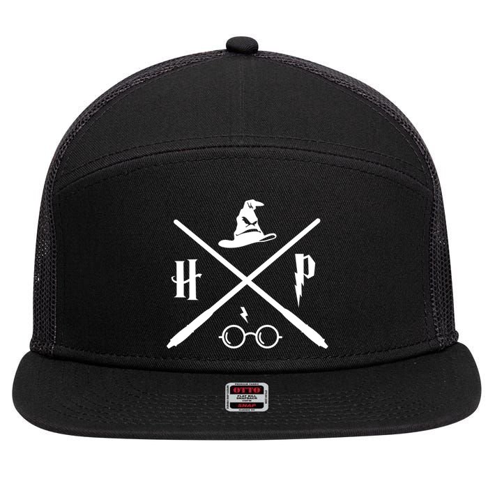 Wizard Potter Glasses Move Symbol 7 Panel Mesh Trucker Snapback Hat