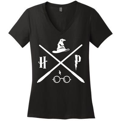 Wizard Potter Glasses Move Symbol Women's V-Neck T-Shirt