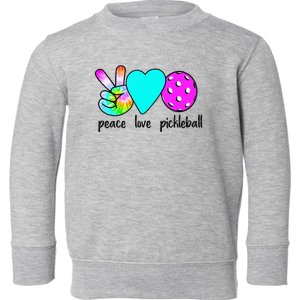 Womans Pickleballer Gift Peace Love Pickleball Tie Dye Toddler Sweatshirt