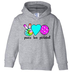 Womans Pickleballer Gift Peace Love Pickleball Tie Dye Toddler Hoodie