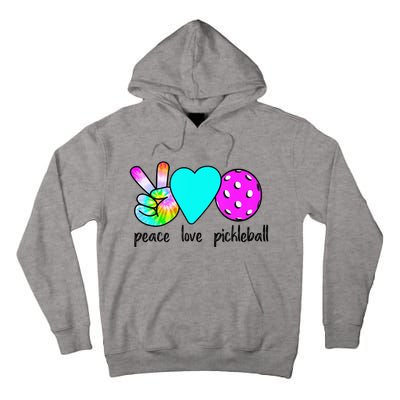 Womans Pickleballer Gift Peace Love Pickleball Tie Dye Tall Hoodie