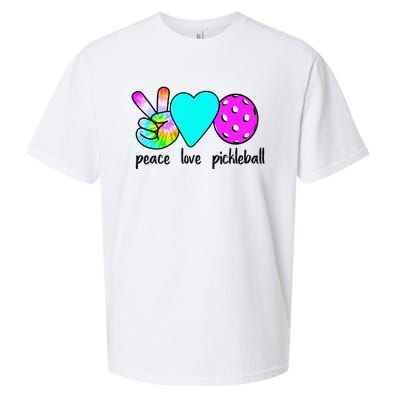 Womans Pickleballer Gift Peace Love Pickleball Tie Dye Sueded Cloud Jersey T-Shirt