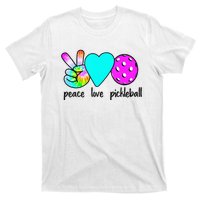 Womans Pickleballer Gift Peace Love Pickleball Tie Dye T-Shirt