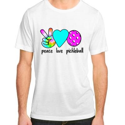 Womans Pickleballer Gift Peace Love Pickleball Tie Dye Adult ChromaSoft Performance T-Shirt