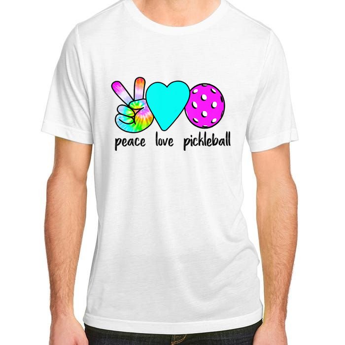 Womans Pickleballer Gift Peace Love Pickleball Tie Dye Adult ChromaSoft Performance T-Shirt