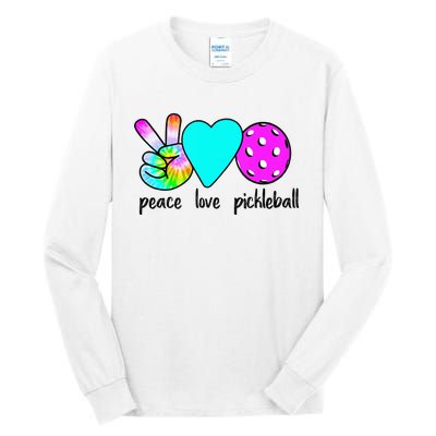 Womans Pickleballer Gift Peace Love Pickleball Tie Dye Tall Long Sleeve T-Shirt