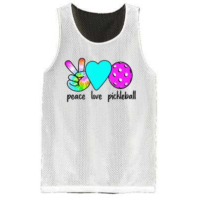 Womans Pickleballer Gift Peace Love Pickleball Tie Dye Mesh Reversible Basketball Jersey Tank