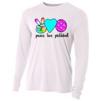 Womans Pickleballer Gift Peace Love Pickleball Tie Dye Cooling Performance Long Sleeve Crew