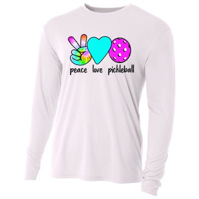 Womans Pickleballer Gift Peace Love Pickleball Tie Dye Cooling Performance Long Sleeve Crew