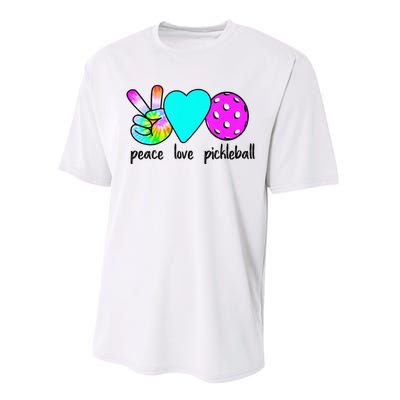 Womans Pickleballer Gift Peace Love Pickleball Tie Dye Performance Sprint T-Shirt