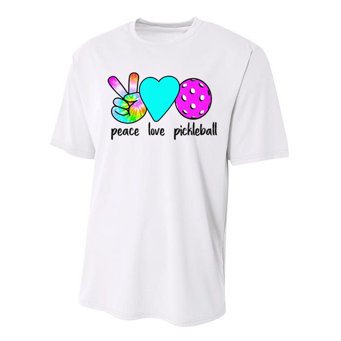 Womans Pickleballer Gift Peace Love Pickleball Tie Dye Performance Sprint T-Shirt