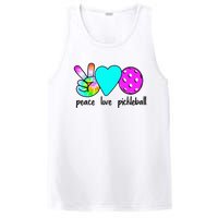 Womans Pickleballer Gift Peace Love Pickleball Tie Dye PosiCharge Competitor Tank