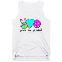 Womans Pickleballer Gift Peace Love Pickleball Tie Dye Tank Top