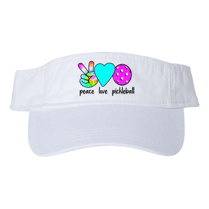 Womans Pickleballer Gift Peace Love Pickleball Tie Dye Valucap Bio-Washed Visor