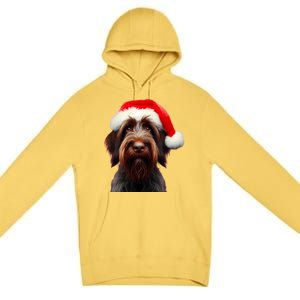 Wirehaired Pointing Griffon With Santa Hat Christmas Dog Mom Gift Premium Pullover Hoodie