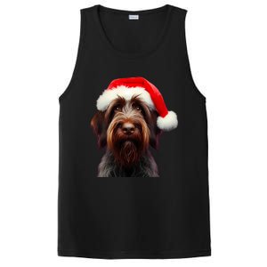 Wirehaired Pointing Griffon With Santa Hat Christmas Dog Mom Gift PosiCharge Competitor Tank