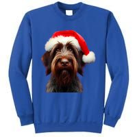 Wirehaired Pointing Griffon With Santa Hat Christmas Dog Mom Gift Sweatshirt