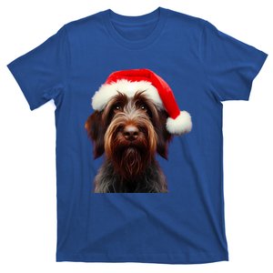 Wirehaired Pointing Griffon With Santa Hat Christmas Dog Mom Gift T-Shirt