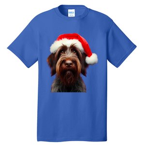 Wirehaired Pointing Griffon With Santa Hat Christmas Dog Mom Gift Tall T-Shirt