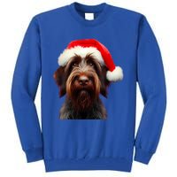 Wirehaired Pointing Griffon With Santa Hat Christmas Dog Mom Gift Tall Sweatshirt