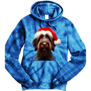 Wirehaired Pointing Griffon With Santa Hat Christmas Dog Mom Gift Tie Dye Hoodie