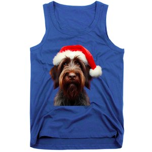 Wirehaired Pointing Griffon With Santa Hat Christmas Dog Mom Gift Tank Top