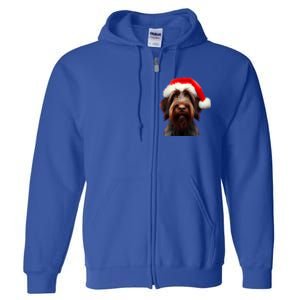 Wirehaired Pointing Griffon With Santa Hat Christmas Dog Mom Gift Full Zip Hoodie