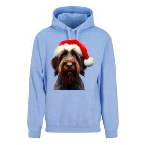 Wirehaired Pointing Griffon With Santa Hat Christmas Dog Mom Gift Unisex Surf Hoodie