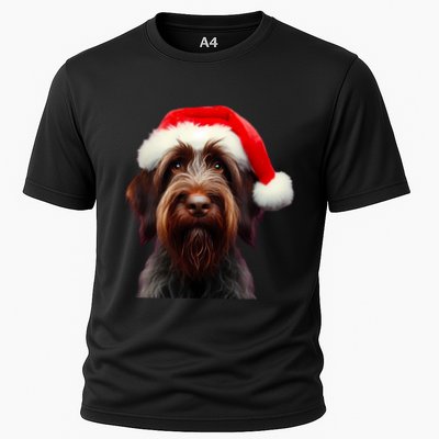 Wirehaired Pointing Griffon With Santa Hat Christmas Dog Mom Gift Performance Shirt