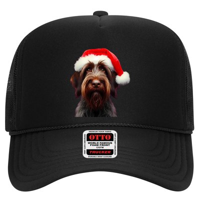 Wirehaired Pointing Griffon With Santa Hat Christmas Dog Mom Gift Trucker Hat