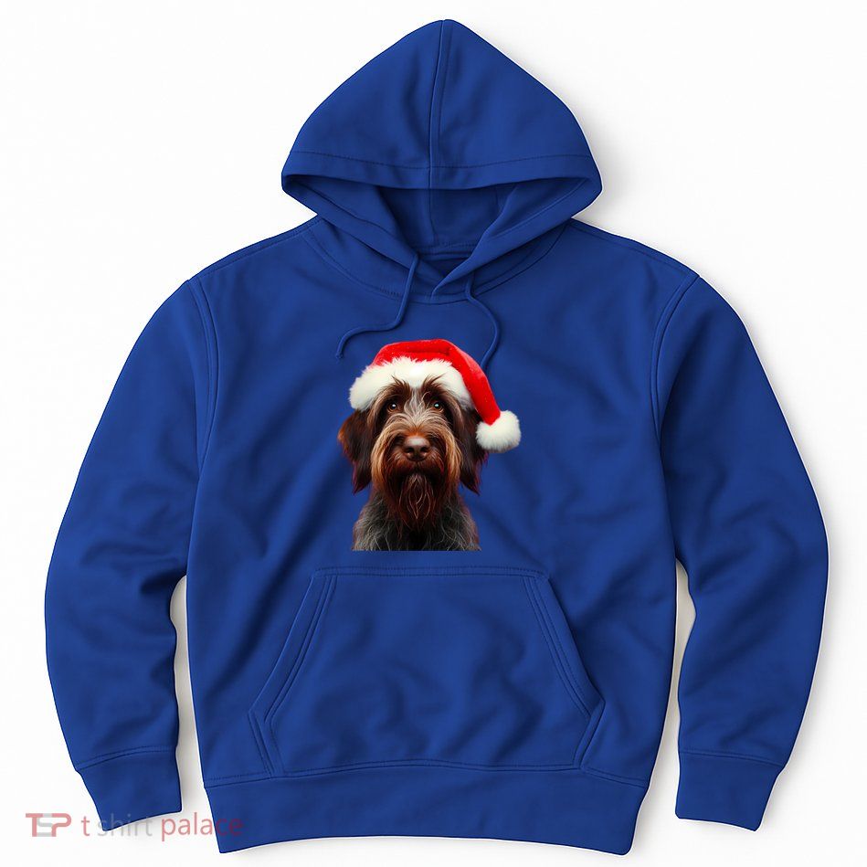 Wirehaired Pointing Griffon With Santa Hat Christmas Dog Mom Gift Hoodie