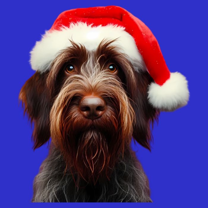 Wirehaired Pointing Griffon With Santa Hat Christmas Dog Mom Gift 16 in Basic Backpack