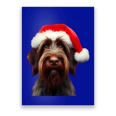 Wirehaired Pointing Griffon With Santa Hat Christmas Dog Mom Gift Poster