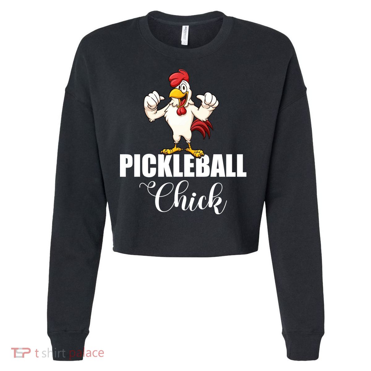 Womens Pickleball Gift Pickle Ball Chick Player Cropped Pullover Crew