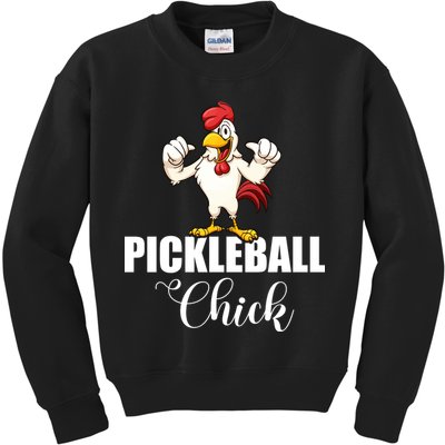 Womens Pickleball Gift Pickle Ball Chick Player Kids Sweatshirt